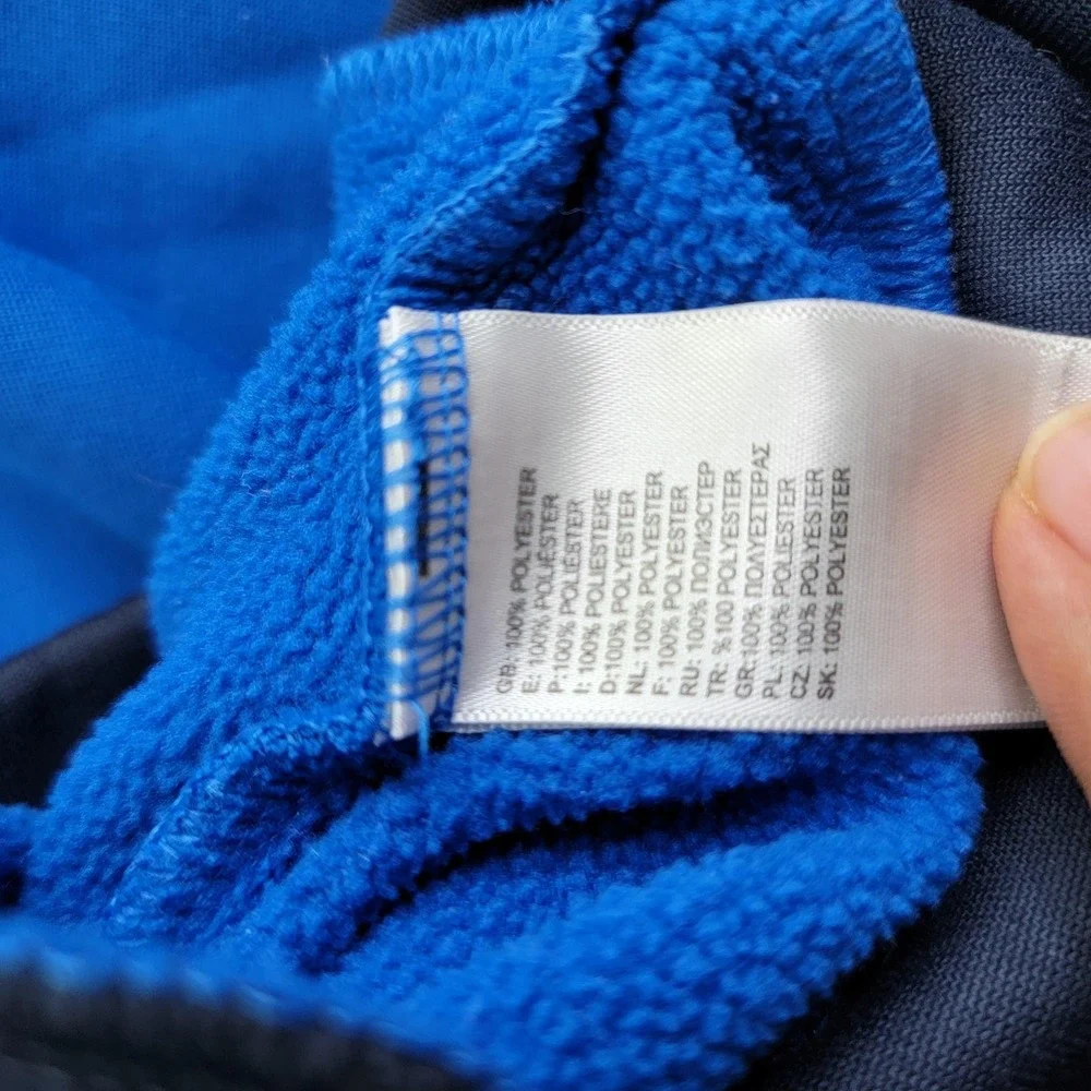 The North Face Hoodie Mens Large Blue Full Zip Fleece Logo High Neck Lined